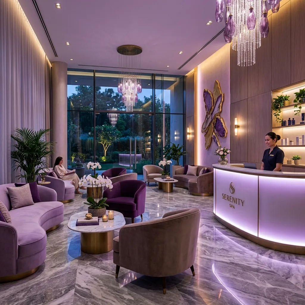 Luxury Reception Lounge at Lotus Luxe Spa Mahipalpur